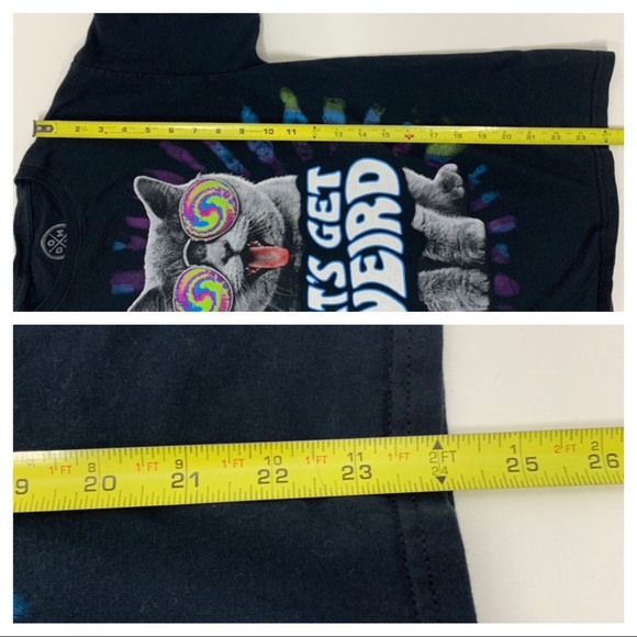 Warped Sunglasses Let’s Get Weird Cat Tee Black Purple Multi Unisex Size Small - Picture 9 of 9